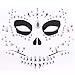 4 Pack Day Of The Dead Skull Temporary Rhinestone Face Tattoo,Face Stickers Gems Jewels for Halloween