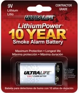ULTRALIFE BATTERIES U9VL-JPXC / LONG-LIFE 9V LITHIUM BATTERY SMOKE DETECTOR / BLISTER PACK