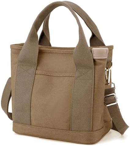Amazon.com: Tuobo Small Tote Bag with Zipper, Canvas Multi-Pocket