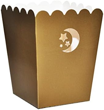 Zaffron Eid Crescent Moon Party Mini Favor and Treat Box Cups 10 Pack (Gold)