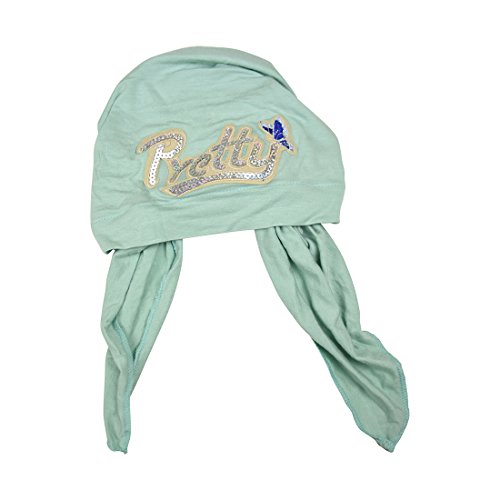 Sequin Pretty Applique on Child's Pretied Head Scarf Cancer Cap Mint