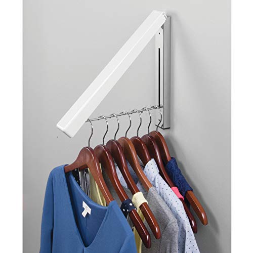 iDesign Brezio Wall Mount Metal Clothes Hanger Drying Rack for Laundry Room, Bathroom or Bedroom