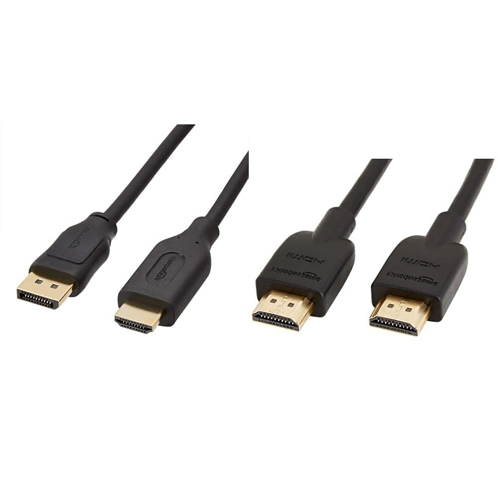 Amazon Basics DisplayPort to HDMI Cable - 0.9 m & High-Speed 4K, Ultra HD, HDMI 2.0 Cable - 0.9m / 3 Feet (Latest Standard) Supports Ethernet, 3D, Audio Return