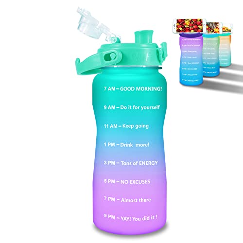 BuildLife Half Gallon Water Bottle with Straw 64 OZ BPA Free