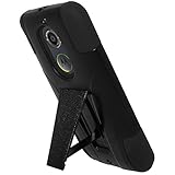AMZER Double Layer Hybrid Kickstand Case Skin for Motorola Moto X 2nd Gen - Retail Packaging - Black