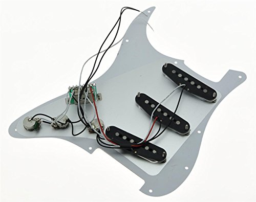 KAISH Loaded Strat Pickguard Pre-wired ST SSS Pickguard with Alnico Pickups White 3 Ply
