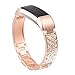 bayite Metal Bands Compatible with Fitbit Alta and Alta HR, Jewelry Bangle Adjustable Bracelet with Rhinestone?(Rose Gold, 5.5