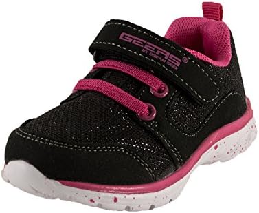 Geers Girls Toddler 1323 Black/Pink Velcro Strap Lace Free Athletic Casual Fashion Sneaker - 10 M US Toddler