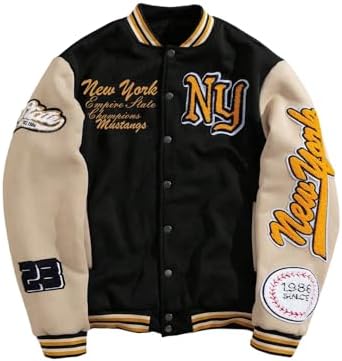 SOLY HUX Men's Varsity Jacket Letterman Bomber Jackets Color Block