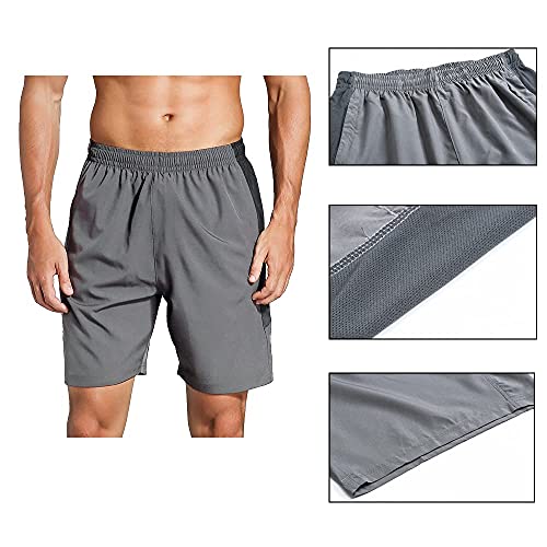 Mantimes Mannen Running Shorts 7? met rits zakken sneldrogende ademende workout atletische actieve gym shorts - Image 5