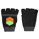 JINX Minecraft Enderman Fingerless Knit Gloves with Convertible Mitten Cover (Black, One Size)