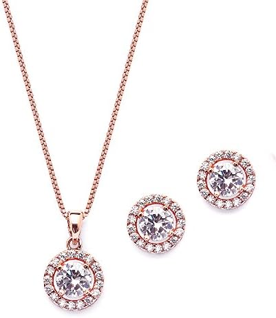 Mariell Ultra Dainty 10.5mm Cubic Zirconia Round Halo Necklace