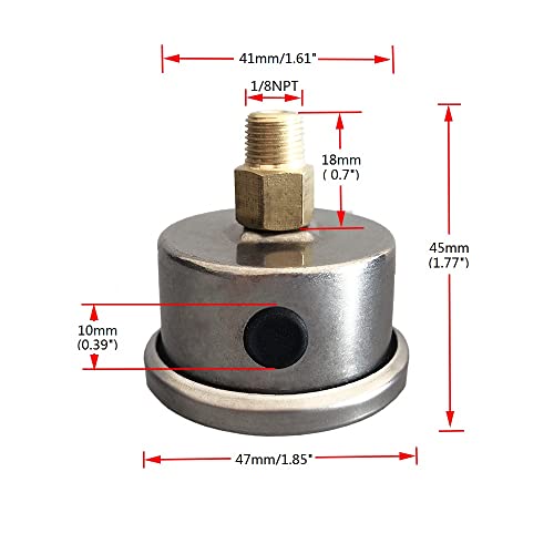 Universal Manual Inline Fuel Pressure Regulator Gauge Liquid Filled 0100psi Oil Press Gauge 1/8