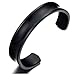 COOLSTEELANDBEYOND Exquisite Mens Black Bangle Bracelet Stainless Steel Cuff Bracelet Grooved Polished and Satin