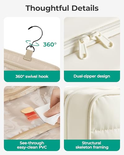 BAGSMART Travel Toiletry Bag Women's Toiletry Bag for Hanging Large Wash Bag Hand Luggage Travel Accessories for Women Girls Black