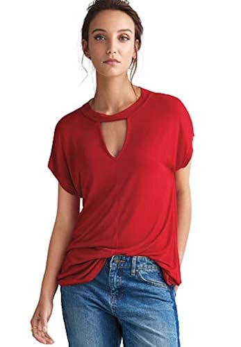 cutout v neck t shirt
