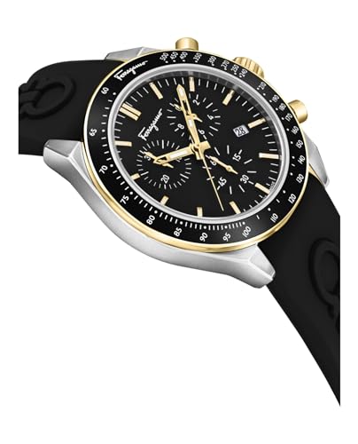 Ferragamo Urban Chrono Collection Luxury Mens Watch Timepieces with a Black Strap and Dial Featuring a Stainless Steel Case