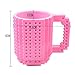 Brick Mugs -Fubarbar 12 oz Built-on Coffee Cups Funny Tea Mug Beverage Cup Built-on Building Bricks Pencial Cup for Kids Office Creative Time (Pink.) …