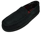 MIXIN Men's Casual Pile Lined Indoor Outdoor Rubber Sole Micro Suede Moccasin Flats Slippers