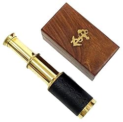 6" Brass Handheld Telescope with Wooden Box