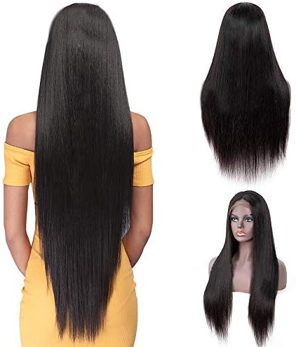 IUEENLY Brazilian Straight Lace Front Wigs Human Hair 13x4 Lace Front Wig For Black Women Pre Plucked with Baby Hair Natural Black 150% Density (26inch)