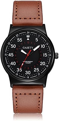 Gaiety Latest Leather Watches for Men Analog Quartz Stylish 24 Hour Display G489 (Coffee)