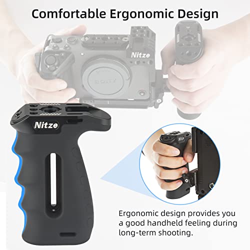 Nitze Side Handle with NATO Clamp, Ergonomic Side Handle for Left or Right Hand, Adjustable Side Grip Up and Down for Camera Cage - PA29C