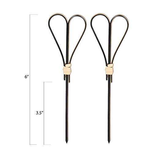 Black Bamboo Tied Heart Appetizer or Sandwich Picks/Swizzle Sticks - 6" - 100 ct