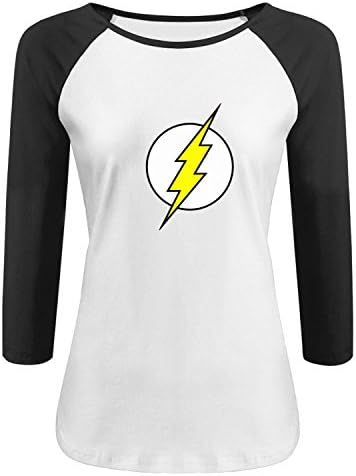 Woman's Cotton Raglan tee The Flashã€‚ Tee shirt M Black fashion 3/4 sleeve