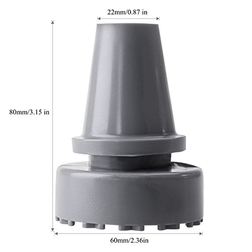 Crutch Tips Anti-Skid and Wear-Resisting Crutch Tips, High Performance Rubber 360 Degree Swing Tips, Large,7/8 inch (22 mm),Gray