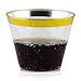 60 Gold Plastic Cocktail Cups | Hard Clear Disposable Wine Cups with Gold Rim | Fancy 9oz. Tumblers | Great for Parties, Weddings, Graduation and Bridal Showers