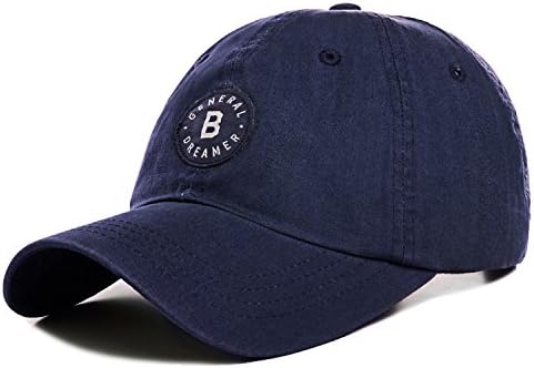 Vmevo Washed Cotton Letters Baseball Cap Unconstructed Unisex Adjustable Dad Hat (navy blue)