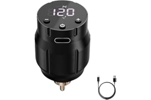 NEEBOL Tattoo Battery Power Supply, 1500mAh Lithium Battery Pack with LED Digital Display, RCA Connector, Rechargeable Cordless for WIreless Tattoo Pen, Rotary Tattoo Machine, Black