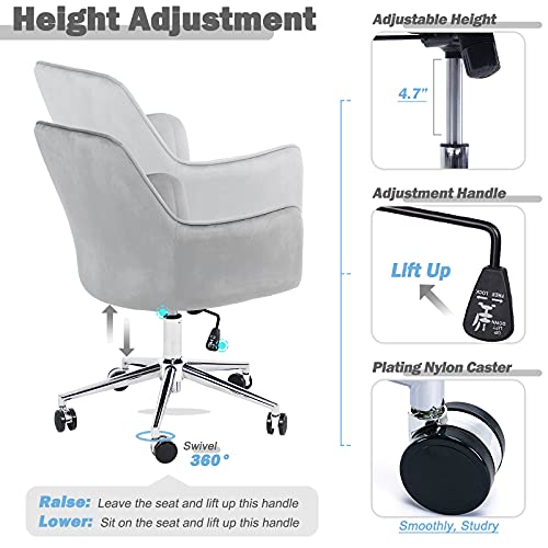 Jacky Home Velvet Office Desk Chair with MidBack, Modern Height Adjustable 360° Swivel