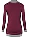 Miusey Women Clothing, V Neck Long Sleeve Flared Shirt Loose Fit Fall to Wear with Leggings Casual Tunic Top Wine Red XX-Large