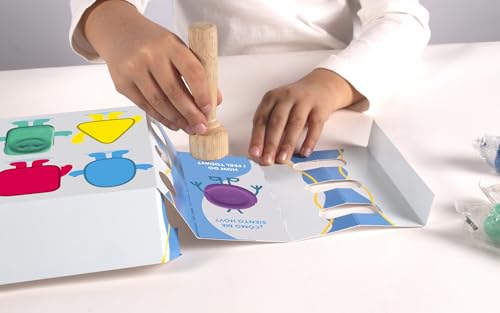 Jovi My First Plasticine - 4 bars of 38 g and 3 wooden stamps Emotions | Super Soft Formula - NO DRYING - For Children Ages 12 Months + - Gluten Free - Encourages Fine Motor Skills
