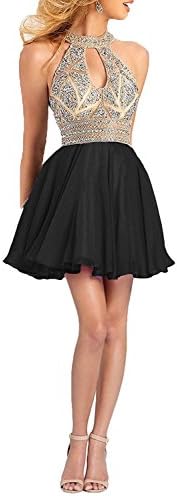 LovingDress Homecoming Dresses 2017 A Line Scoop Chiffon Short Prom Dresses Size 0 US Black