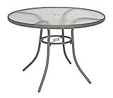 Rio Brands 40 inch Sienna Round Patio Table with Tempered Glass Top (Shadow Gray)