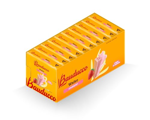 BAUDUCCO WAFER COOKIES, STRAWBERRY, 28 OZ (PACK OF 10) – CRISPY LAYERED WAFERS WITH RICH STRAWBERRY CREAM FILLING – INDULGENT SWEET SNACKS, DESSERTS & TREATS – INDIVIDUALLY WRAPPED