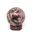 NSC Trading 50mm Pink Rhodonite Crystal Gemstone Sphere with Stand