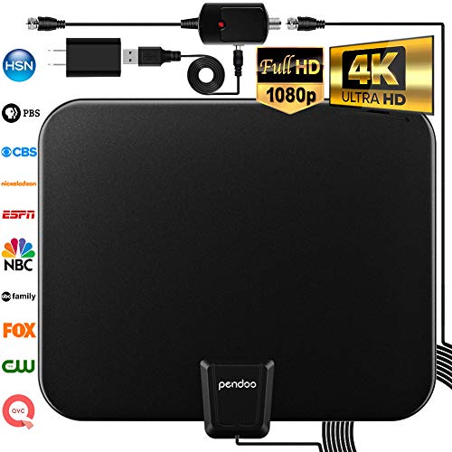 HDTV Antenna, 2020 Upgraded Indoor Digital TV Antenna 120 Miles Range with Amplifier Signal Booster,4K Ultra HD High Reception with USB Power Supply & Coax Cable