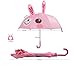 Winthome Kids Umbrella for Girls with 3D Ears & Safety Open and Close (Bunny)