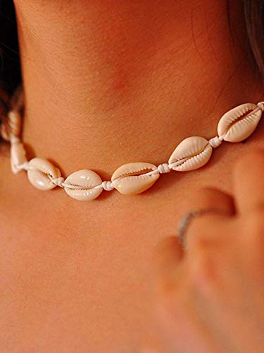 Qceasiy Shell Choker and Anklet for Women Summer Beach Natural Shell Necklace(Begie Set)