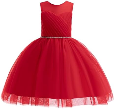 Amazon.com: Weileenice Bright Red Flower Girl Dress Ruffle Tulle 3 4  Toddler Wedding Pageant Ceremony Birthday Party Prom Ball Gown Christmas  Little Girls Formal Dinner Reception Dance Princess Tutu Dresses: Clothing,  Shoes