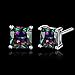 White Gold Plated Stud Earrings, Beautiful 3A Colorful Zircon Stud Earrings For Women And Girls