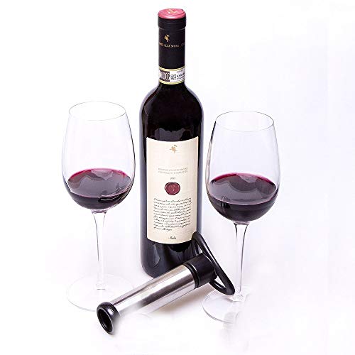 The Original United Wine Saver Pump Preserver with 4 Vacuum Bottle Stoppers - Stainless