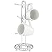 Home Basics Mug Tree Stand Tree for Up to 6 Coffee Mugs with Scroll Pattern Design Silver Finish - Raised Ball Feet, Weighted Base, Space Saver for Kitchen Countertop