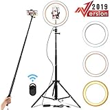 Yesker 10.2" Selfie Ring Light Dimmable with Tripod Stand &amp; Cell Phone Holder, Mini Led Camera Ringlight for Live Streaming/Makeup/YouTube Video/Photography, Remote Control