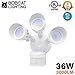 Bobcat LED Flood Lights 36 Watts 270 deg Motion Activated Outdoor Security Lights Three Head 3000 lumens 5000K White，Waterproof IP65 & UL Certification