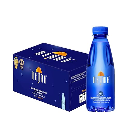 MANNA Natural Volcanic Mineral Water – pH 8.3 Natural Alkaline, Essential Minerals, Small Molecule for Rapid Hydration – 268ml pack of 30